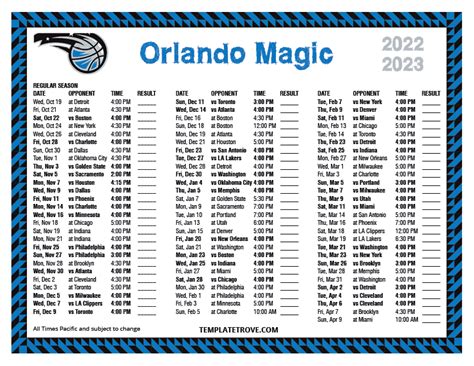 Stay in the Loop with the Orlando Magic Printable Schedule